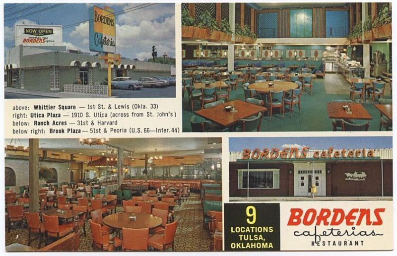 Chrome Bordens Cafeteria Tulsa OK Multi View US66 1960s  