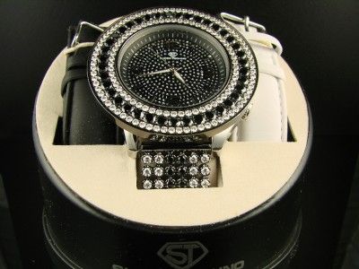 SUPER TECHNO BLACK/WHITE BEZEL CUSTOM BAN DIAMOND WATCH  