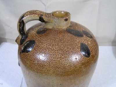   Primitive Beehive Stoneware Whiskey Jug w Brown Drip Glaze Spots