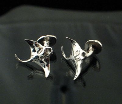 Mantaray Sterling Silver Mens Cufflinks Sting ray Scuba  