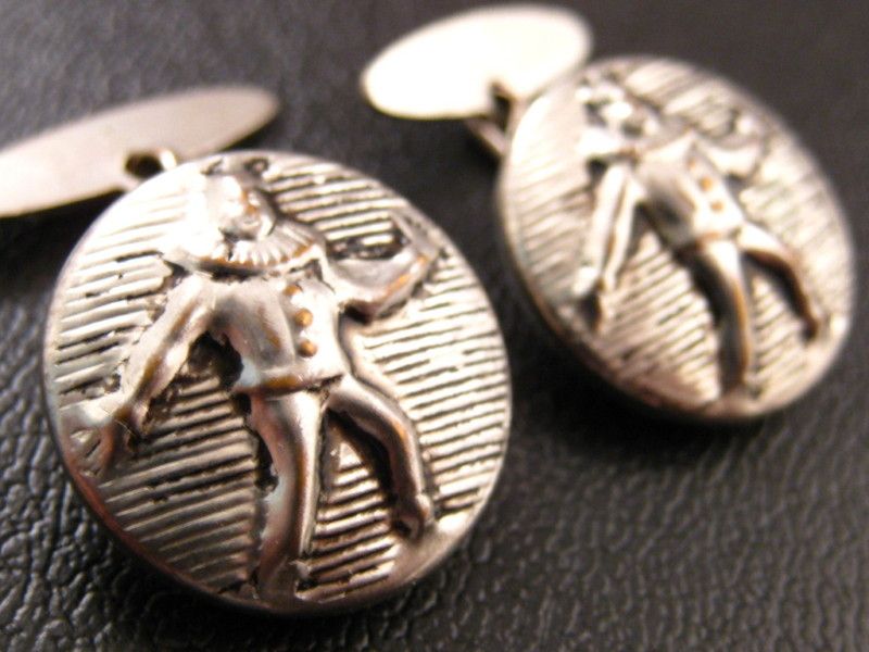 Antique Victorian CLOWN Cufflinks 1890s Vintage c44  