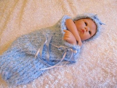 KNITTED COCOON 18 22 for REBORN DOLLS gorgeous BLUE  