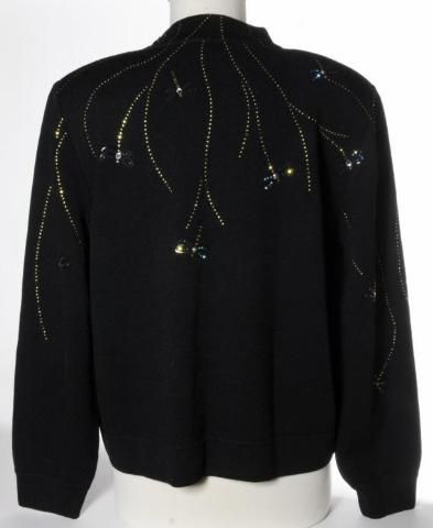 St. John Evening Black Dragonfly Studded Rhinestone Size Large Womans 