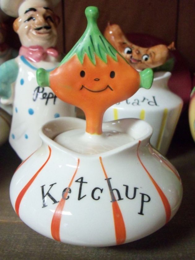 VTG HOLT HOWARD KECHUP SPOOFY SPOON CONDIMENT PIXIE JAR  