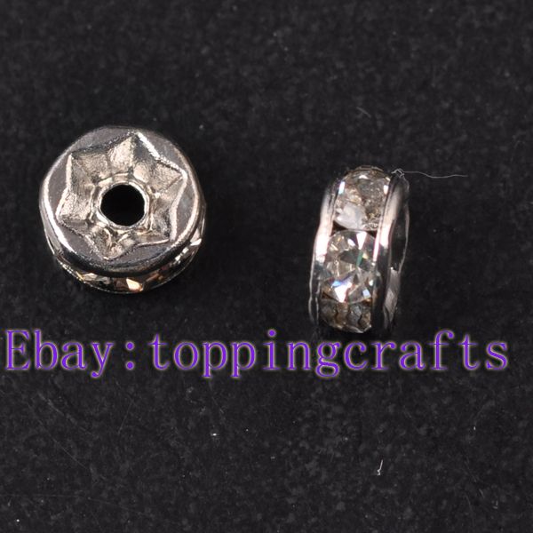 FREE SHIP 100pcs Clear Crystal Round Spacers TS6786  