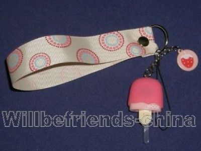 Ice Cream Cell Phone Flash Charm PSP MP4 Wrist Strap R  