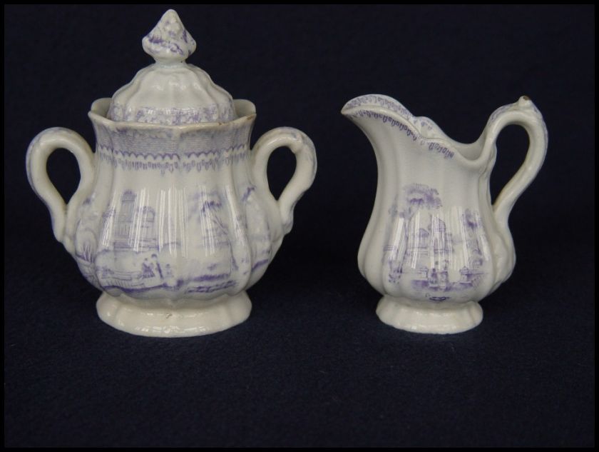 1871 Transferware Child Teaset Creamer Sugar Furnival  