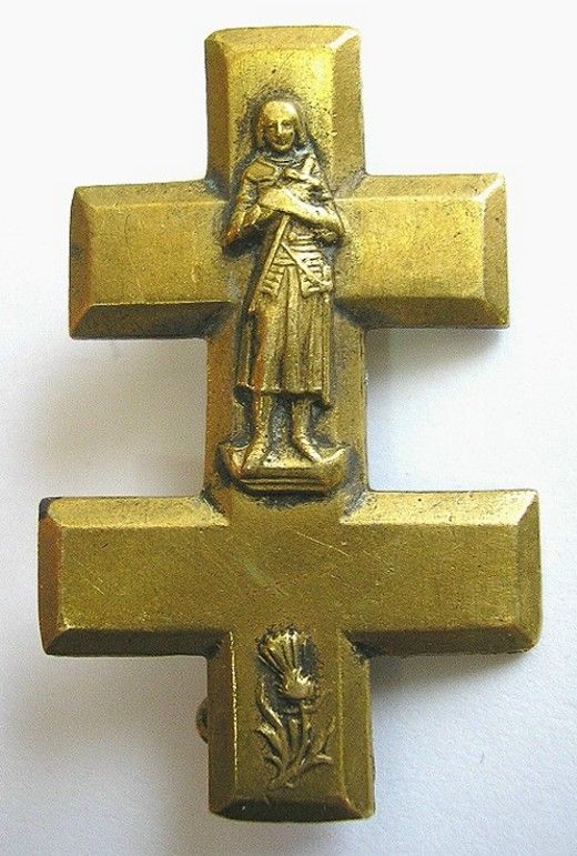 ANTIQUE LORRAINE CROSS JOAN OF ARC JEANNE DARC THISTLE BROOCH PIN 