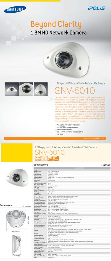 SAMSUNG SNV 5010 CCTV 1.3 Megapixel HD Network Camera / for NTSC 