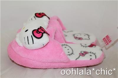 HELLO KITTY Sanrio Plush Slippers Pink or Gray/Grey NEW  