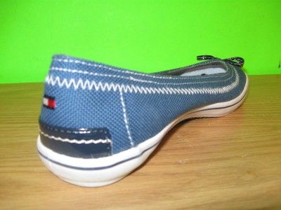   HILFIGER Blue Bow Ballet Flats Slip Ons Skimmers SHOES Womens 6.5