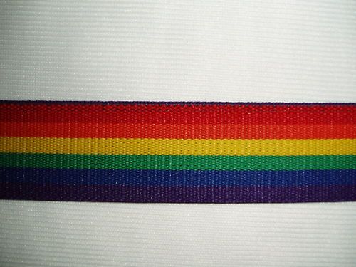 Webbing 1.25 Rainbow Stripe Elastic 5 yd min  