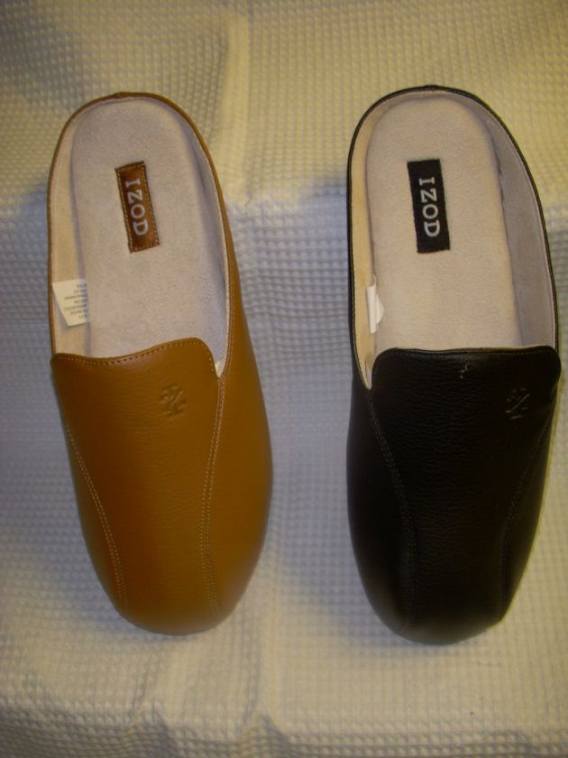 NIB IZOD MENS OPEN BACK SCUFF COMFORT FIT SLIPPERS $48  