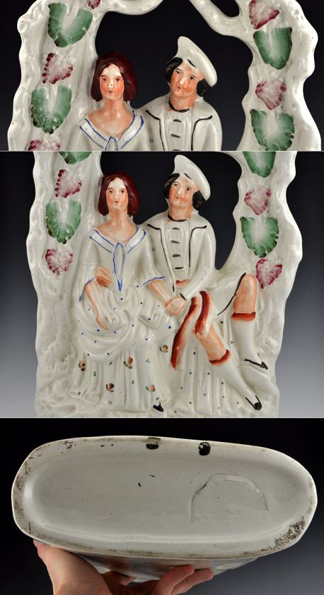 Antique Staffordshire Seated Courting Couple Figurine  