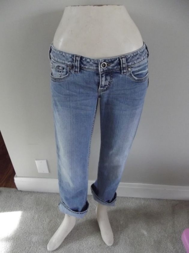 Womens Silver Jeans Cropped Distressed Santorini 28 Capri  