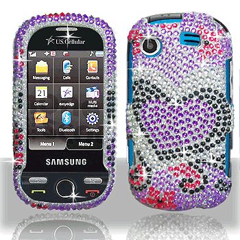 PURPLE LOVE FULL BLING CASE for SAMSUNG MESSENGER TOUCH  