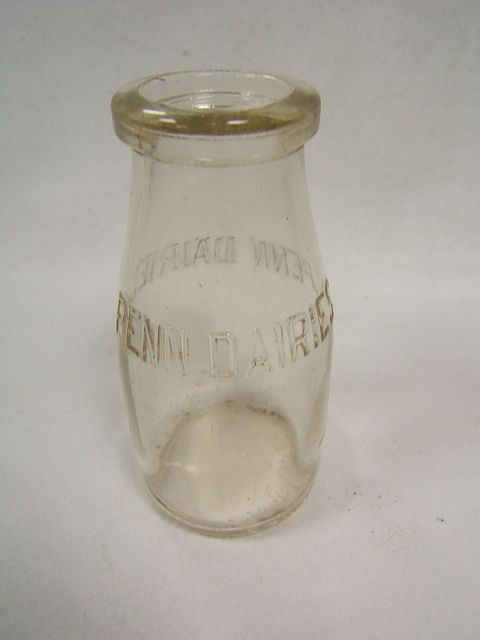 Penn Dairies Embossed Clear Glass 1/2 Pint Milk Bottle  