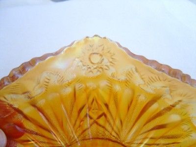 Millersburg Rays and Ribbons Bowl Carnival Glass Marigold  