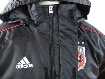 Adidas DC United Men XL Stadium Winter Jacket Coat Black Soccer Jersey 