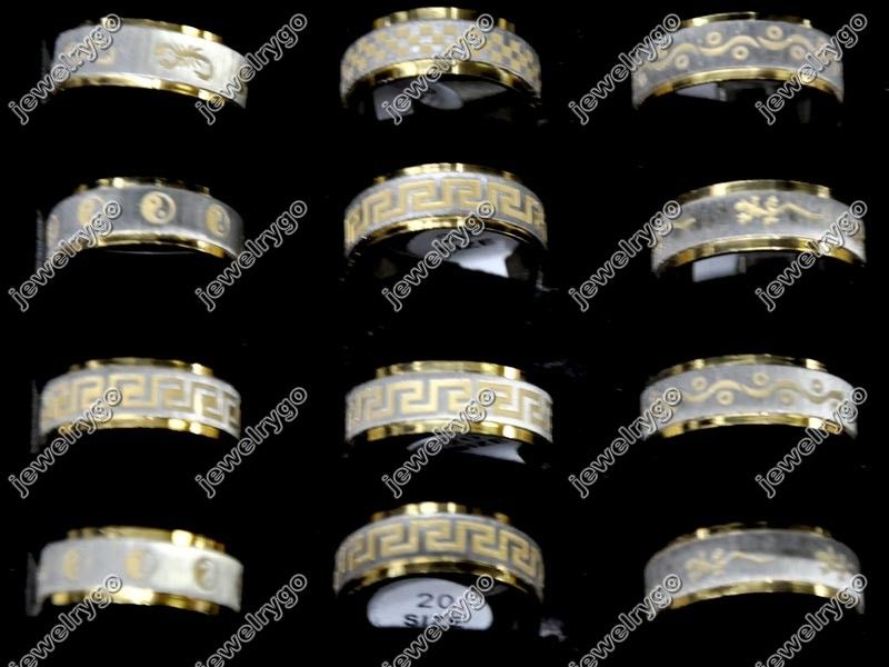 Wholesale Mix Lots 36 Golden stainless steel Rings  