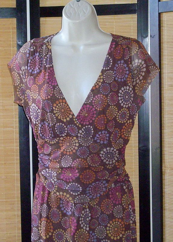 New SWEET PEA Brown Surplice V Neckline Nylon Top L  