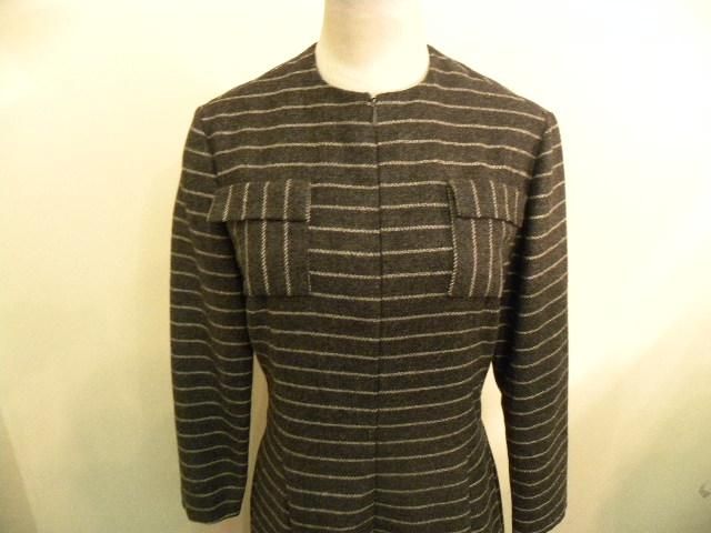 VINTAGE GEOFFREY BEENE WOOL GRAY STRIPED DRESS 8  