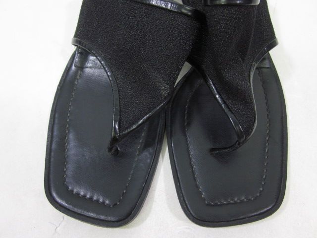 ANNE KLEIN II Black Thong Slide Heels Sandals Sz 9 M  