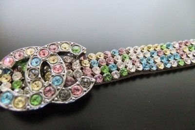 AUTH Chanel Vintage colorful rhinestone cuff bracelet  