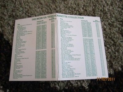   Oversized box My Favorie Year vhs MGM UA Home Video 1982 Color  