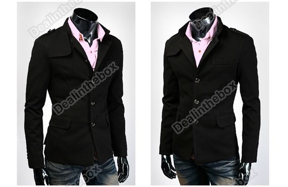 NEW Hot 2011 Mens Fashion Slim Fit Up Collar Designed Coat Jacket 4 