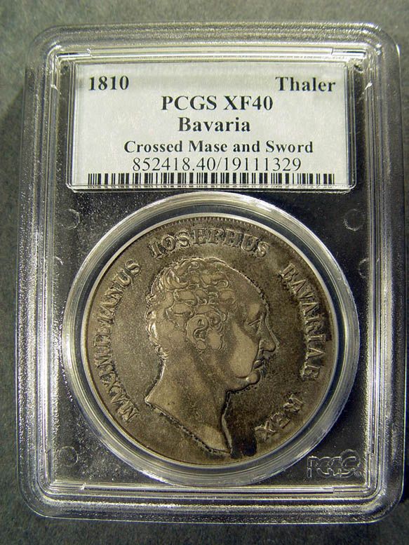 1810 Thaler Crossed Mase and Sword BAVARIA PCGS XF40  