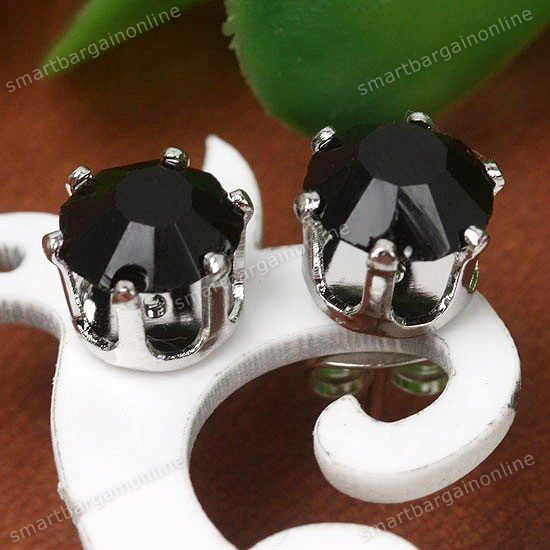 2pc no nickel black ear stud rhinestone crystal earring fashion unisex 