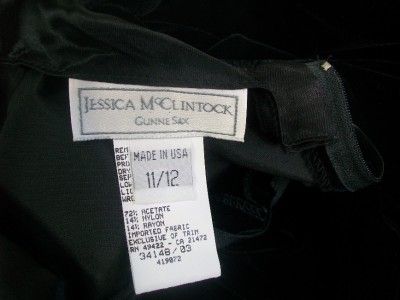 Jessica McClintock Blk Velvet Sweetheart Full Length Gown/Dress 11/12 