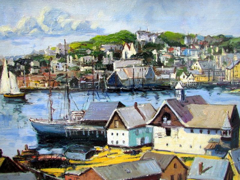   Gloucester,Ma oil Painting attributed to Max Kuehne,   