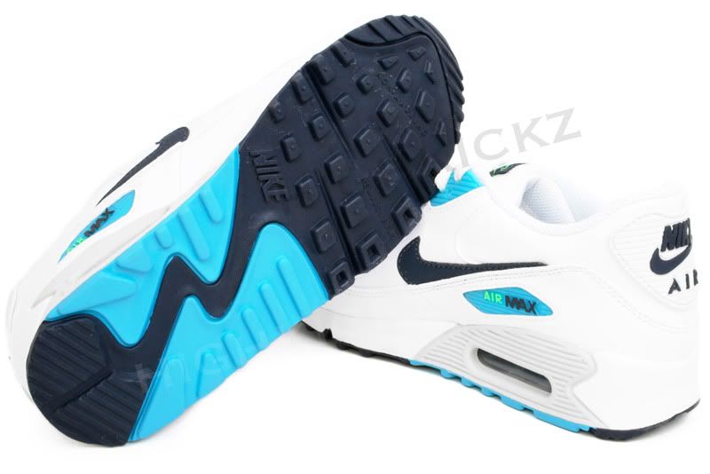 Nike Air Max 90 GS White Obsidian 307793 125 Big Kids New Shoes Size 4 