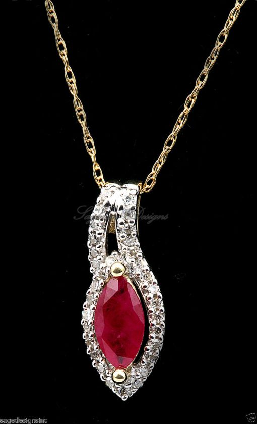 40 Ct Diamond and Ruby Pendant 14K Yellow Gold with Chain  