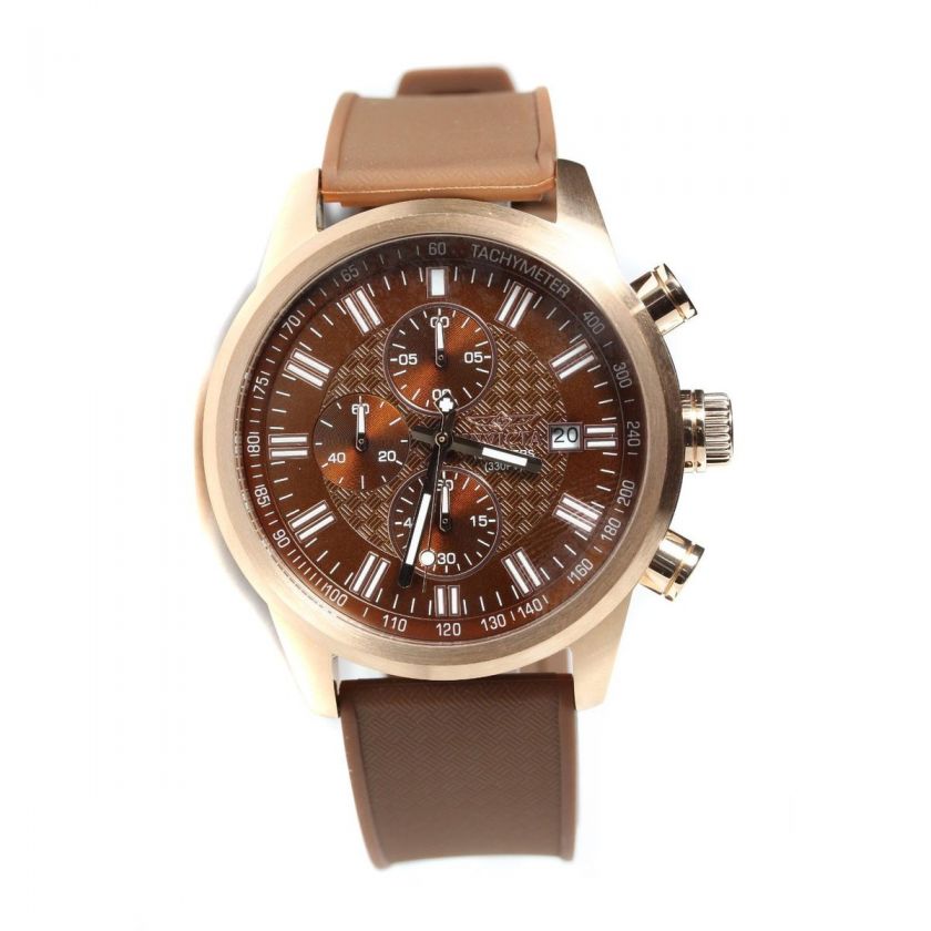 Invicta Mens Specialty Collection Brown Dial Chronograph Rubber Strap 