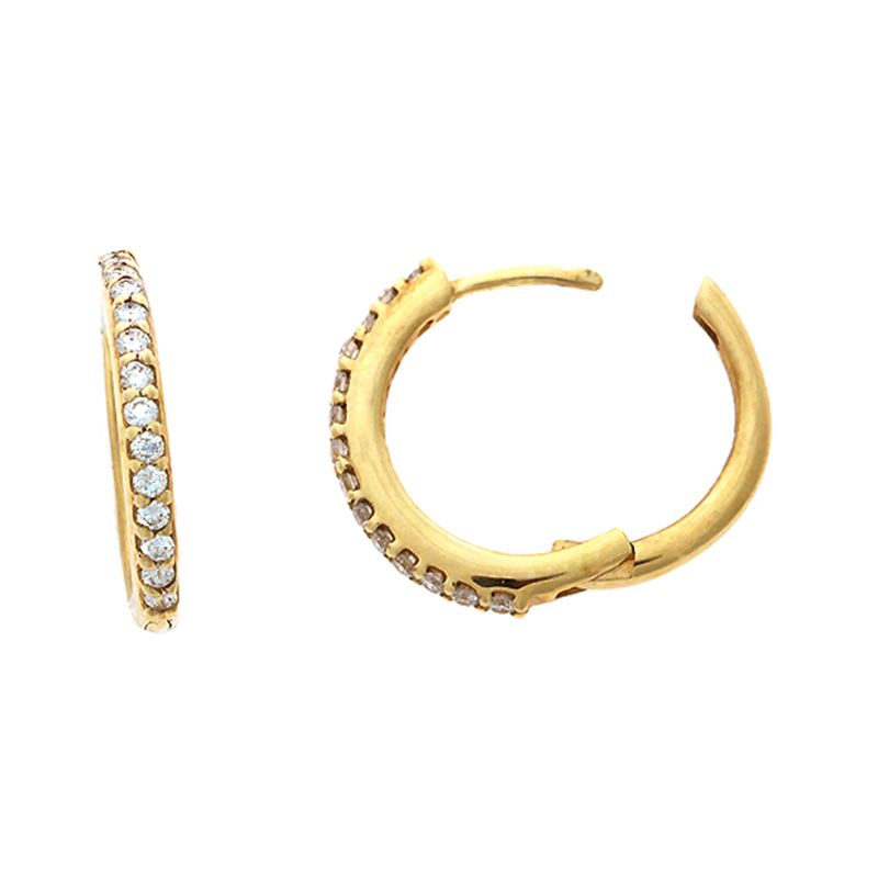 14KT YELLOW GOLD   0.35CTW DIAMOND PRONG HOOP EARRINGS  