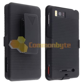   Hard Black Case Holster Combo For Motorola Droid X X2 Accessory  