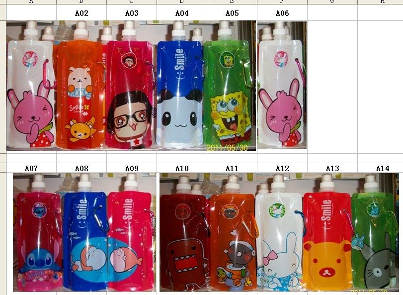 Cartoon Foldable water bottle Folding water cup 480ml  