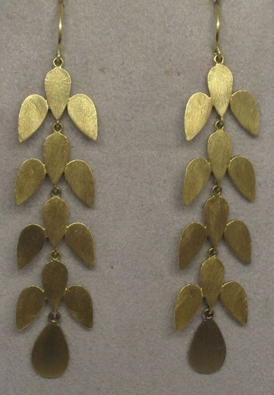 Modern 18k Brushed Yellow Gold Chandelier Earrings  