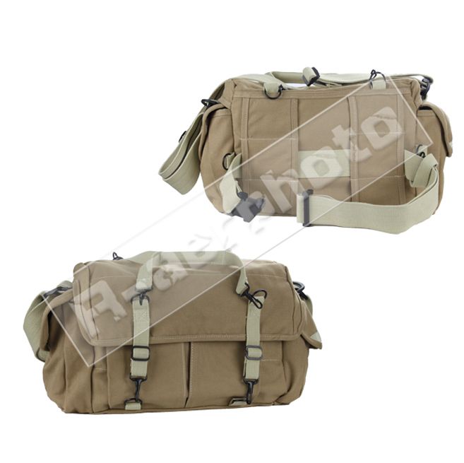 Dollice DR 655S Canvas Camera Bag Shoulder Bag khaki For Camera Lens 