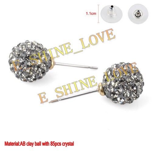 1PairXAB Clay Disco Ball Micro CZ Crystal Earrings Studs 14 Mixed 