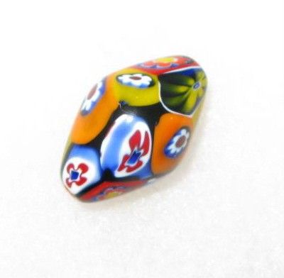 FINE TRADE VINTAGE VENETIAN MILLEFIORI BICON GLASS BEAD  