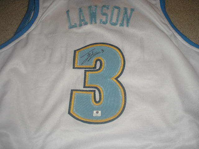 Denver Nuggets TY LAWSON Signed Sewn Basketball Jersey Auto UNC 