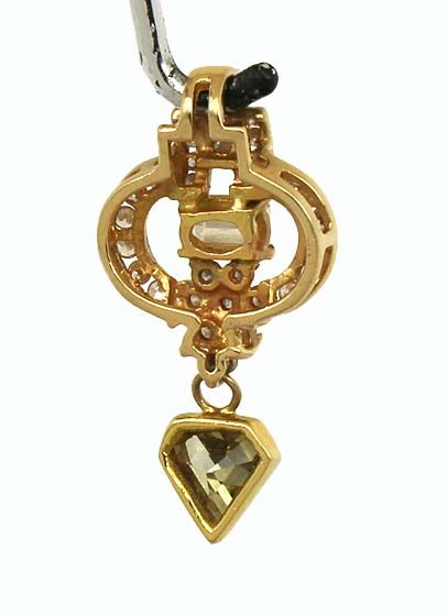 LOVELY VINTAGE 14K GOLD 2.1 CT COLORED DIAMONDS PENDANT  