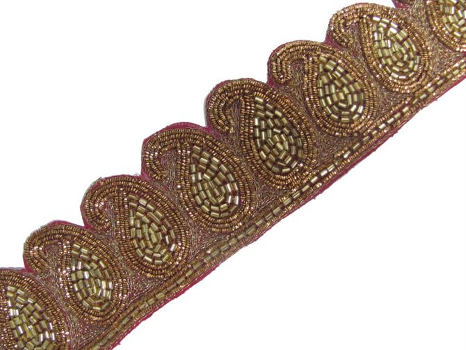 25 Yd Paisley Shape Metallic Gold Bullion Ribbon Trim  