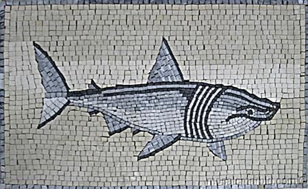 SHARK DESIGN MOSAIC BATHROOM / POOL DECOR ART TILE  