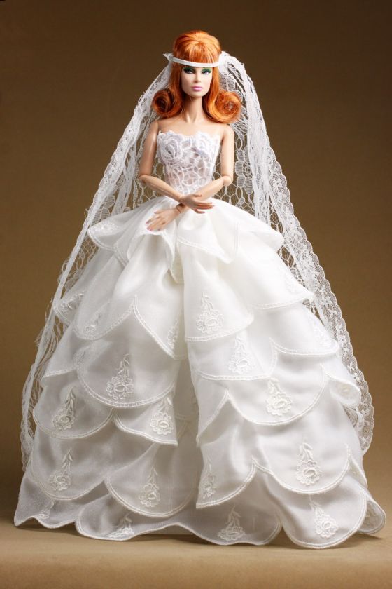 DW1121 Pure White Handmade Wedding Dress Set for Barbie Silkstone FR G 