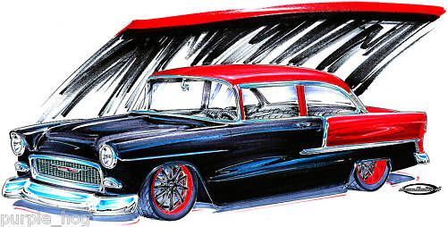 Shirt Hot Rod 1955 55 Chevy Belair 2 door sedan #JR6  